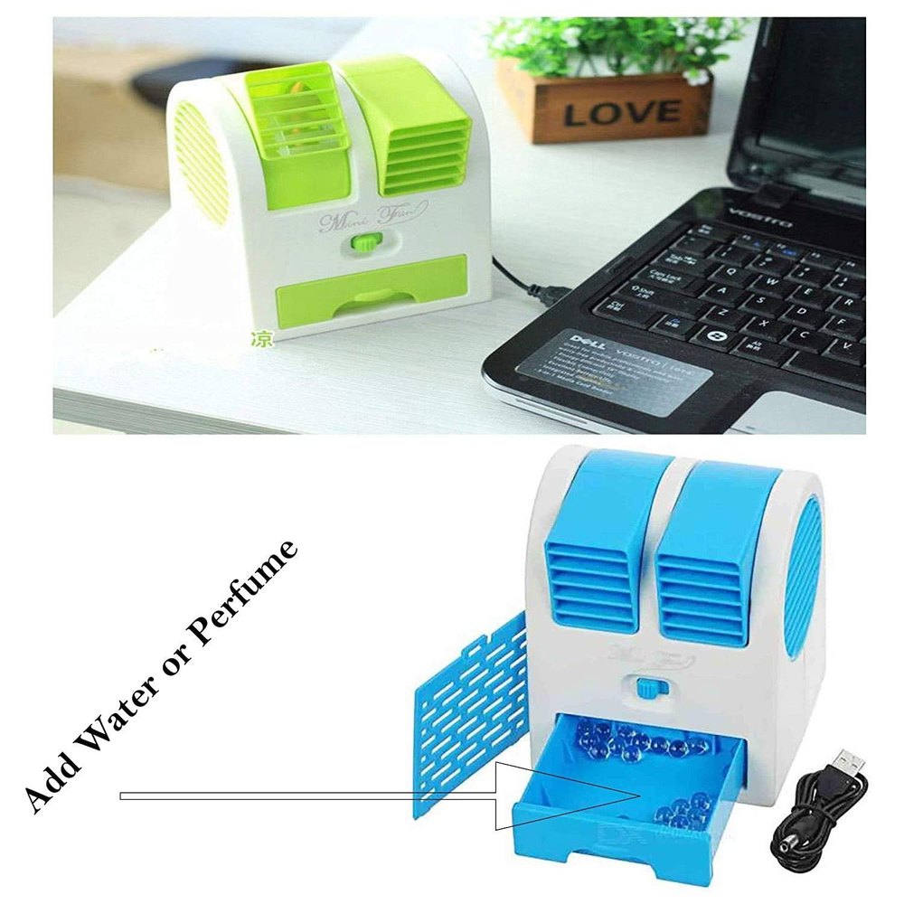 Mini USB Air Cooler Fan with Ice & Fragrance Option | Portable Personal Cooling Fan for Car, Office & Home | Color may vary