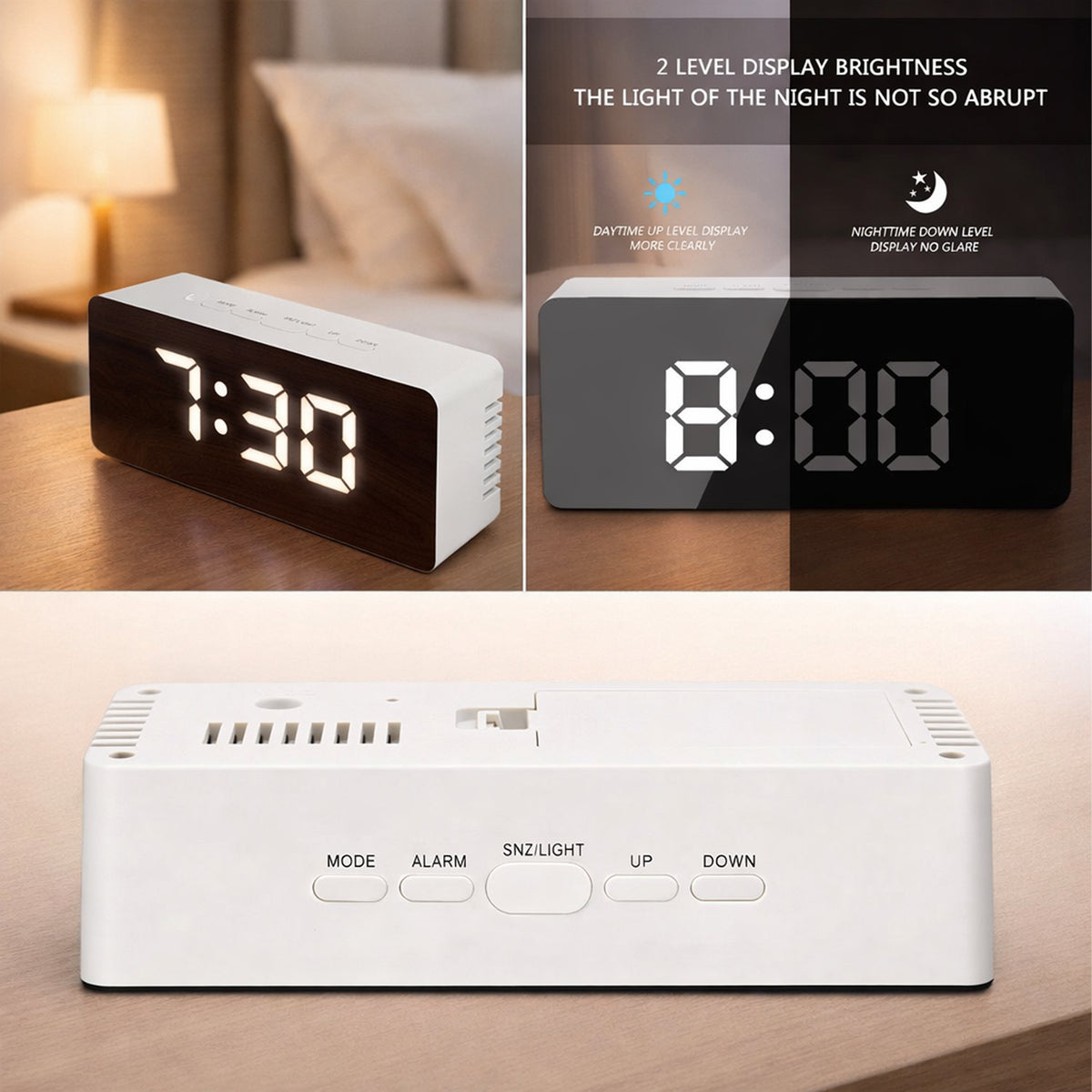Digital Mirror Alarm Clock | Smart Sensor | Date & Temperature Display (Copy).