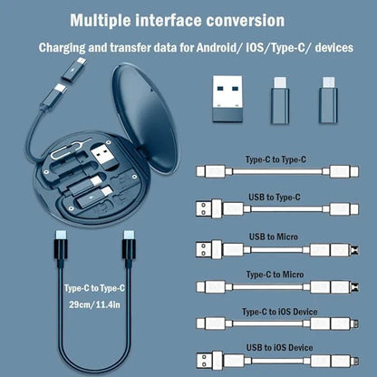 8-in-1 Fast Charging Cable Kit -USB-C, Lightning & Micro USB - ZOM
