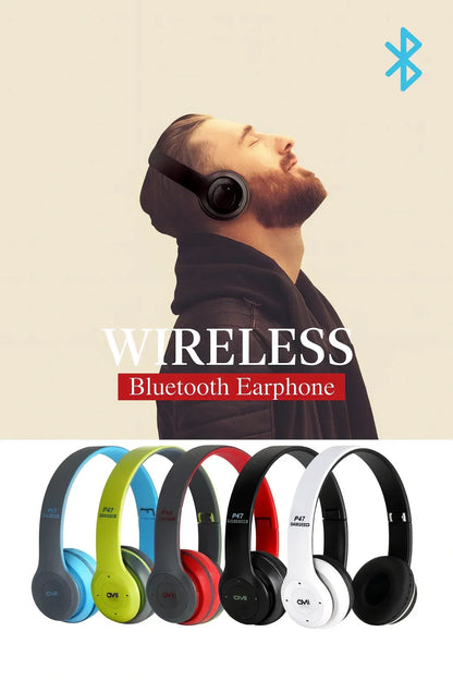 Foldable Wireless Bluetooth Headphones with Built-In Microphone – Stereo Sound | 5 Colors Available