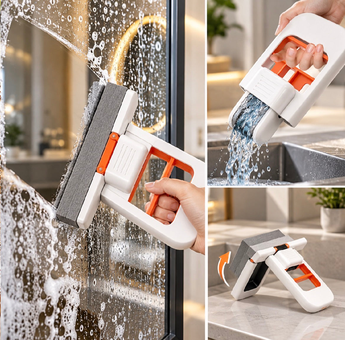 Foldable Sponge Wiper | Dry Cleaning Tool for Glass, Tiles, Mirrors &amp; Countertops