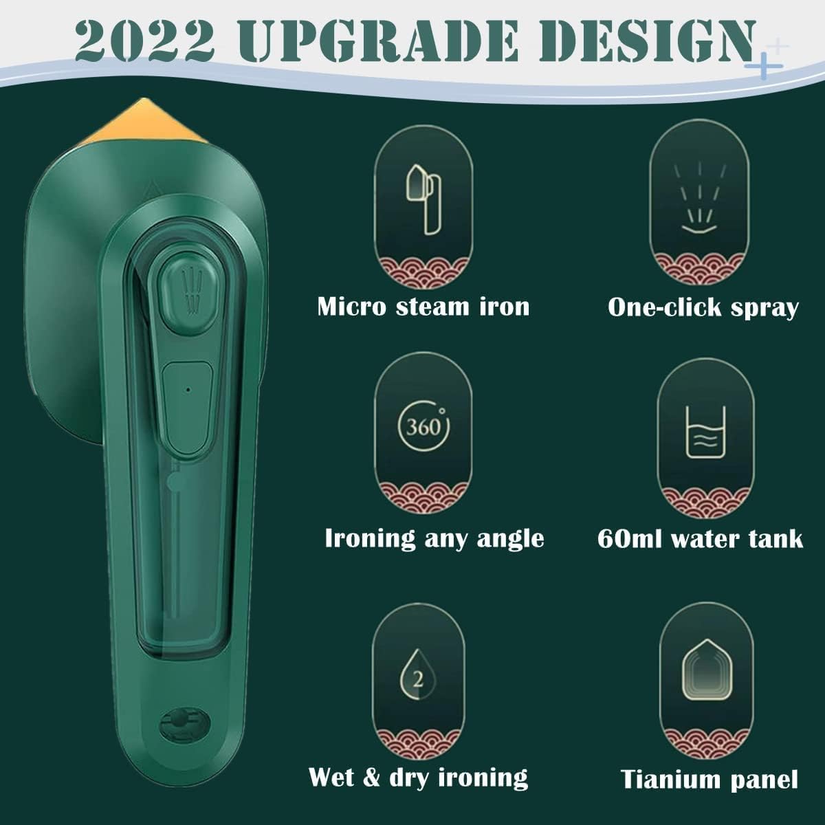 Portable Handheld Steam Iron Machine for Clothes | Mini Travel Garment Steamer | Wet &amp; Dry Ironing | Wrinkle Remover for Home &amp; Travel