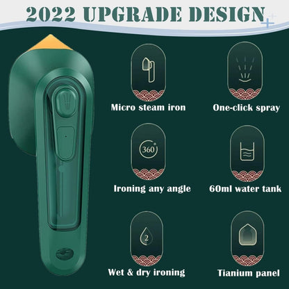 Portable Handheld Steam Iron Machine for Clothes | Mini Travel Garment Steamer | Wet &amp; Dry Ironing | Wrinkle Remover for Home &amp; Travel