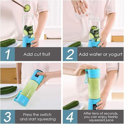 Portable Electric Blender | 380ML USB Rechargeable Mini Juicer | 6 Stainless Steel Blades | Personal Smoothie Maker for Shakes, Juice &amp; Protein | Lightweight Travel Blender | Multi Colour -1