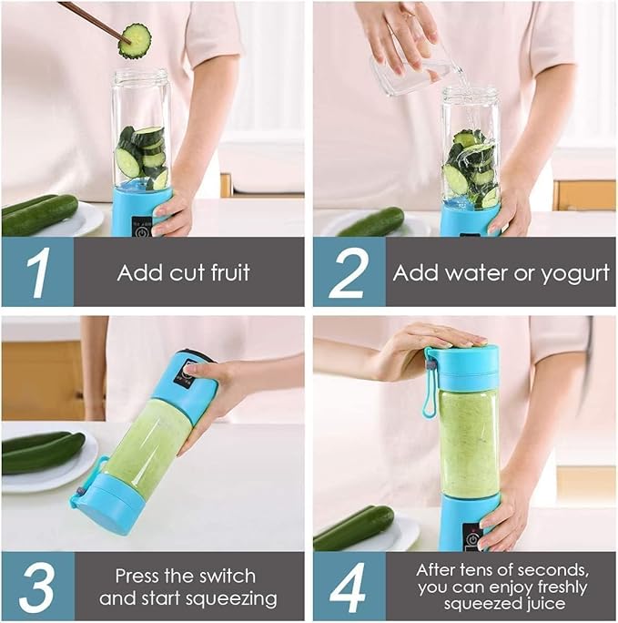 Portable Electric Blender | 380ML USB Rechargeable Mini Juicer | 6 Stainless Steel Blades | Personal Smoothie Maker for Shakes, Juice &amp; Protein | Lightweight Travel Blender | Multi Colour