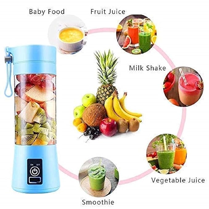 BlendX Portable Blender | 380ML USB Rechargeable Mini Juicer | 6 Stainless Steel Blades | Personal Smoothie Maker for Shakes, Juice &amp; Protein | Lightweight Travel Blender | Multi Colour
