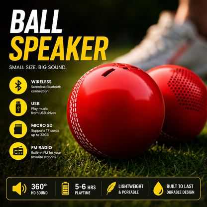IPL Special Cricket Ball Bluetooth Speaker | 5W HD Stereo Sound | Long Playtime | USB Support | Assorted Colors