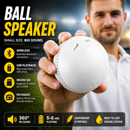 IPL Special Cricket Ball Bluetooth Speaker | 5W HD Stereo Sound | Long Playtime | USB Support | Assorted Colors