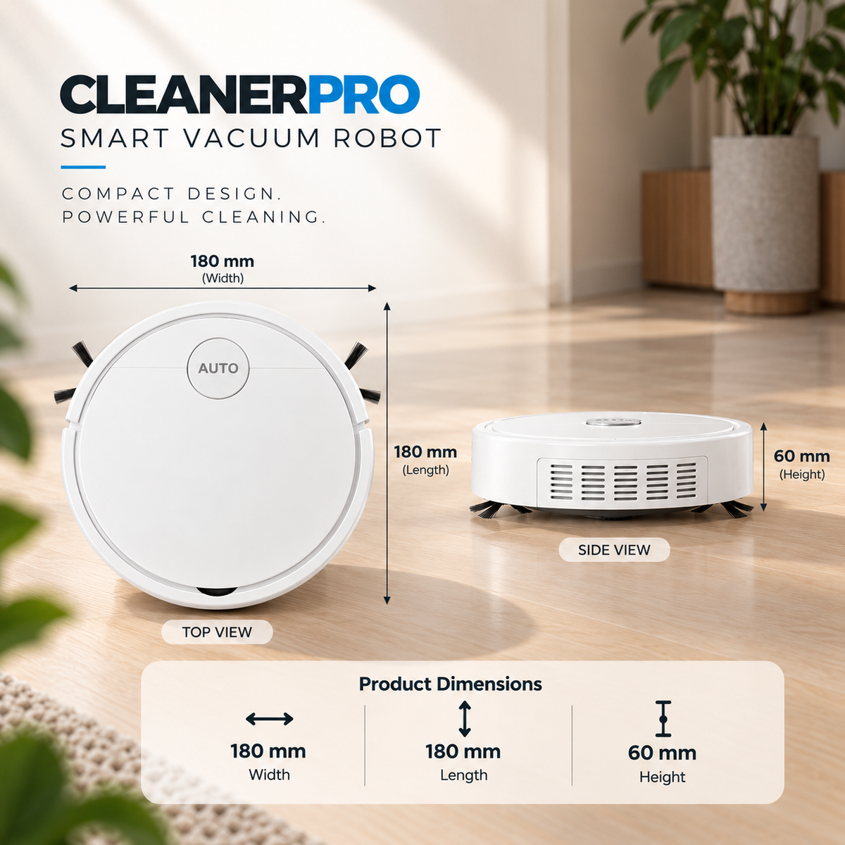 CleanerPro Intelligent Sweeping Robot | Automatic Floor Cleaner | Sweep & Mop |