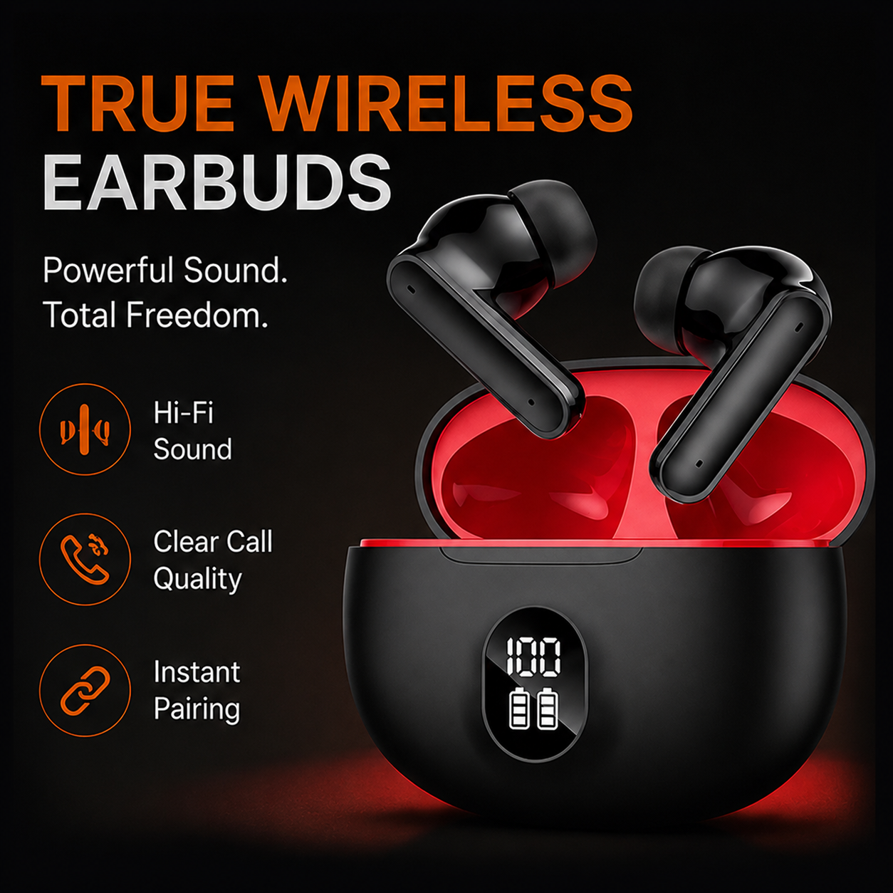Wireless TWS Gaming Earbuds with Bluetooth 5.3, Deep Bass Sound, HD Calls - HOT