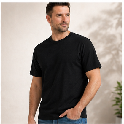 Men's Classic Cotton T-Shirt | 100% Cotton | 135 GSM Lightweight Fabric | Regular Fit | Soft & Breathable Everyday Wear (Copy)