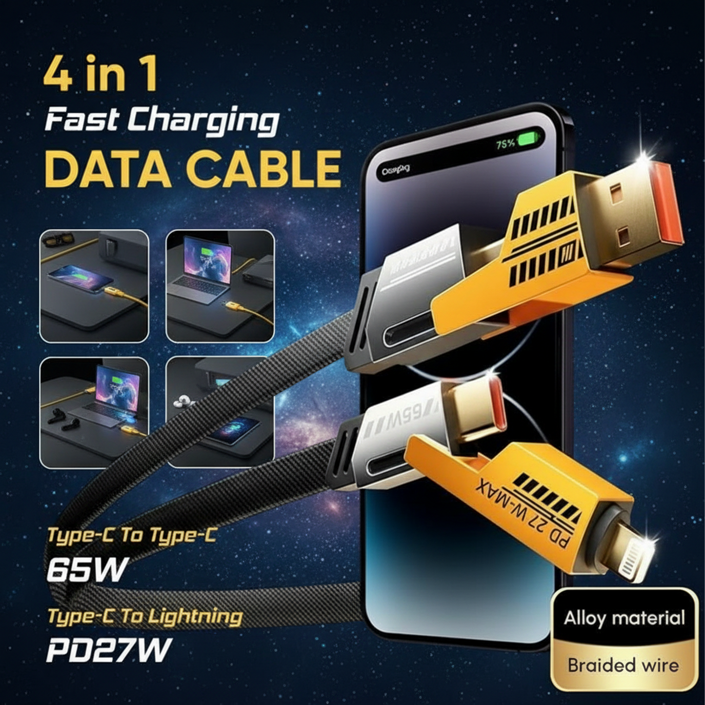 ⁠AmpX 2 | 4-in-1 Charging Cable | Fast Charging (Copy)