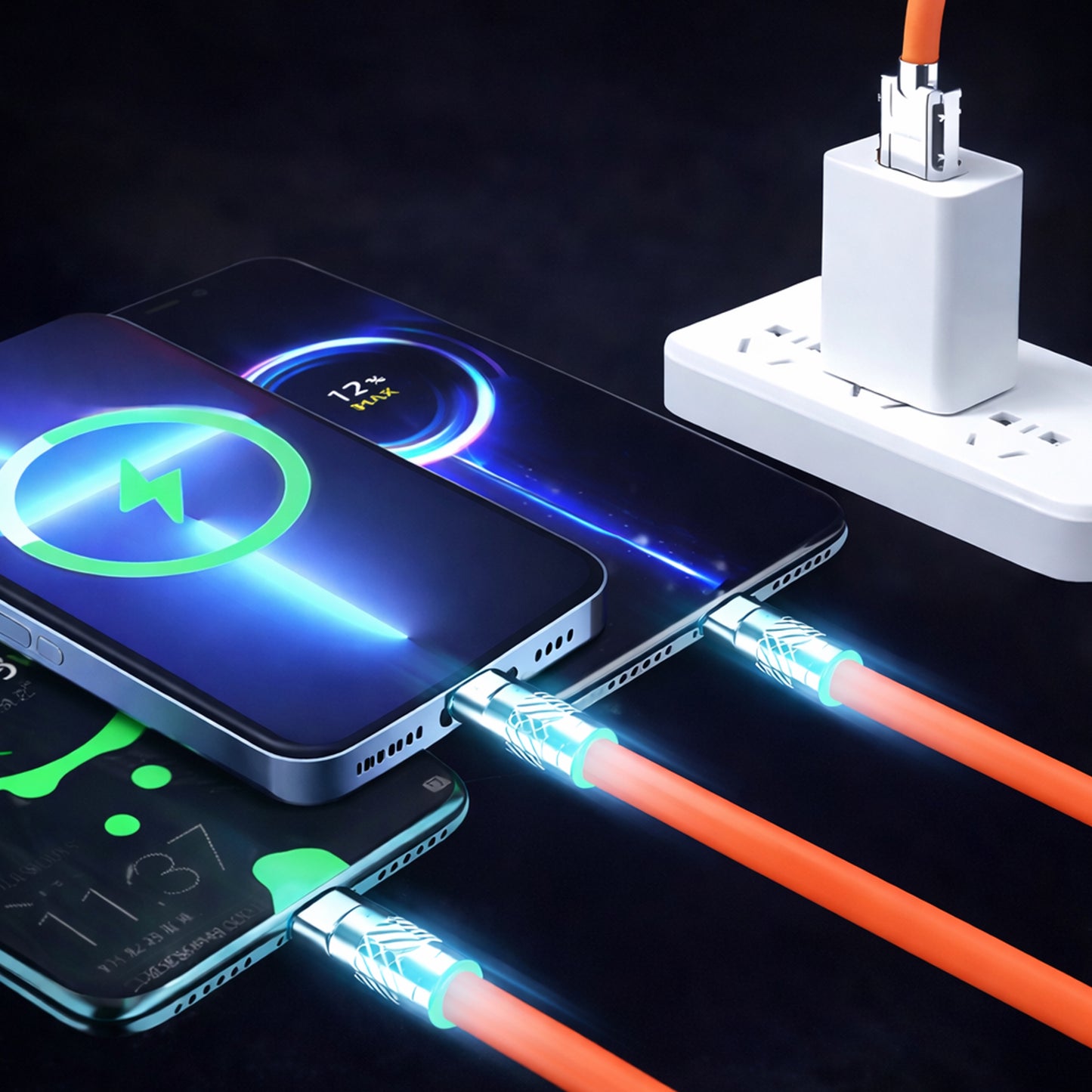 3-in-1 Fast Charging Retractable Data Cable (120W) | USB Type-C | Lightning | Micro-USB | Universal Compatibility | AmpX | Assorted Colours