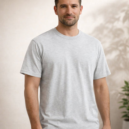 Pack of 3 Men’s Cotton T-Shirts | 135 GSM | White, Melange Grey & Black | Soft Summer Comfort | Regular Fit