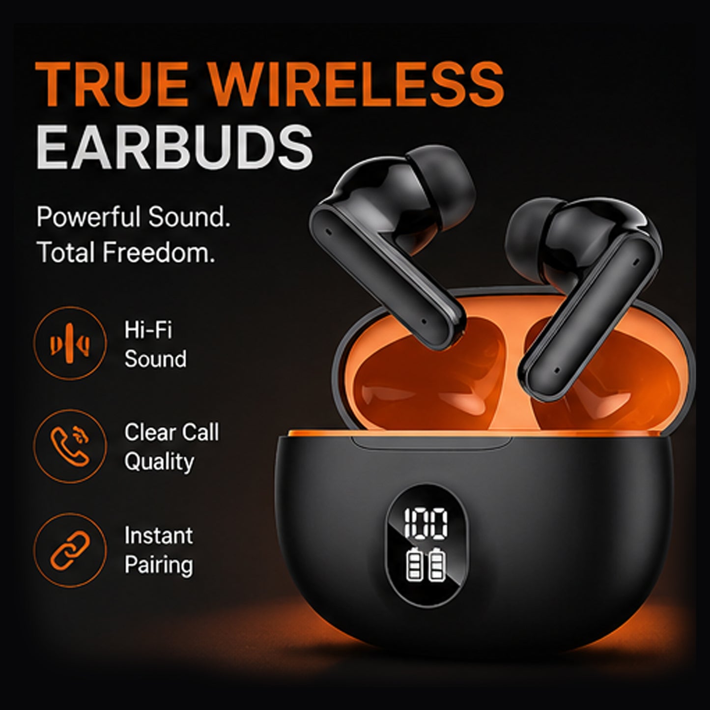 Wireless TWS Gaming Earbuds with Bluetooth 5.3, Deep Bass Sound, HD Calls